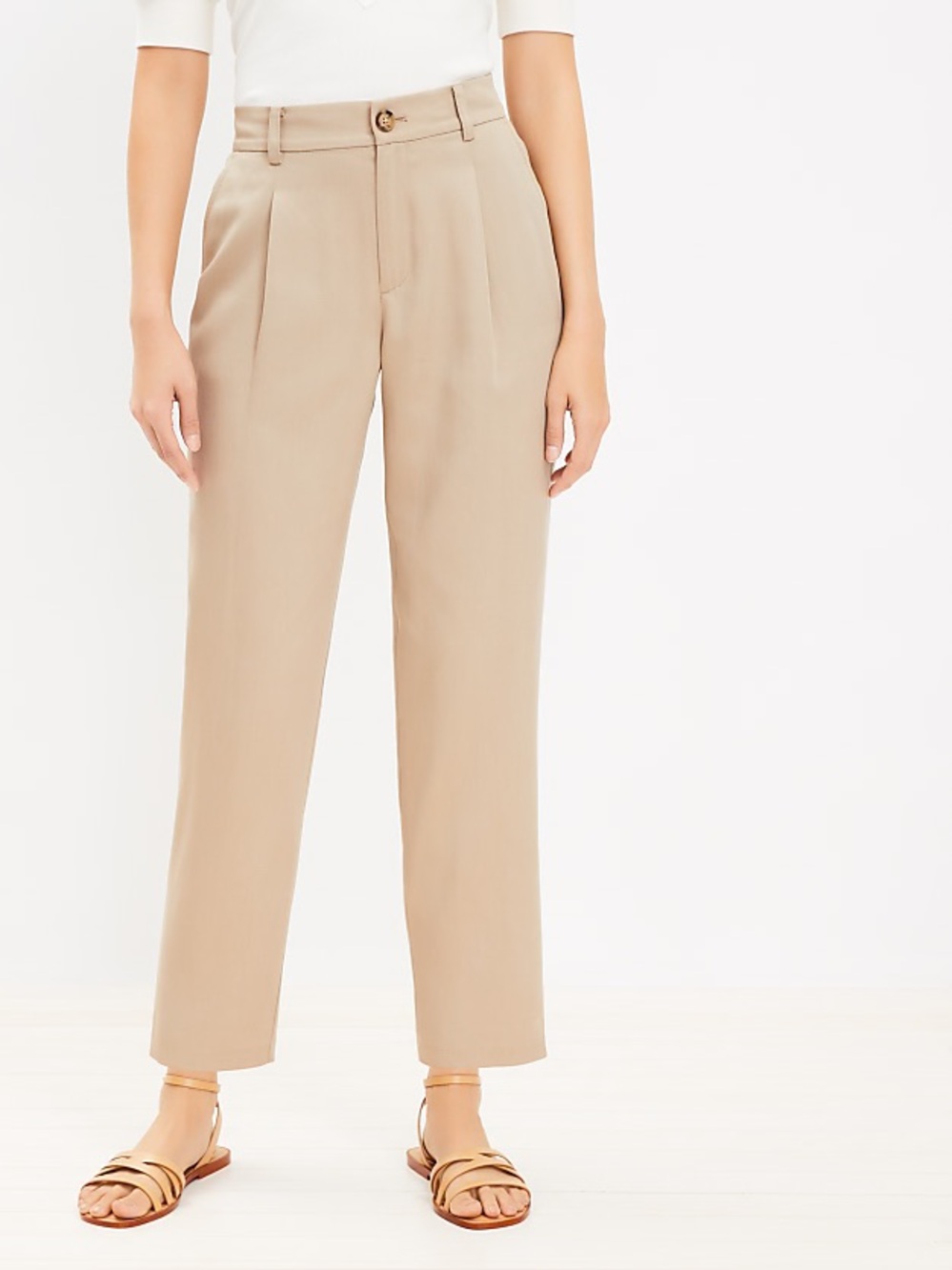 LOFT Emory Taper Pants Tan Size 12